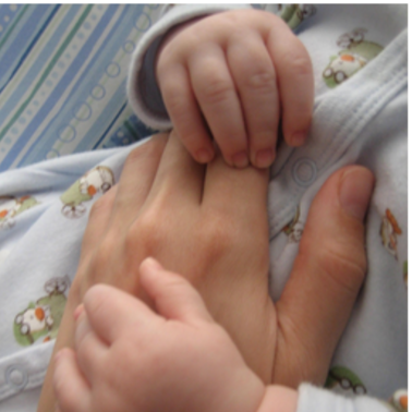 Baby's hand holding an adult's fingers