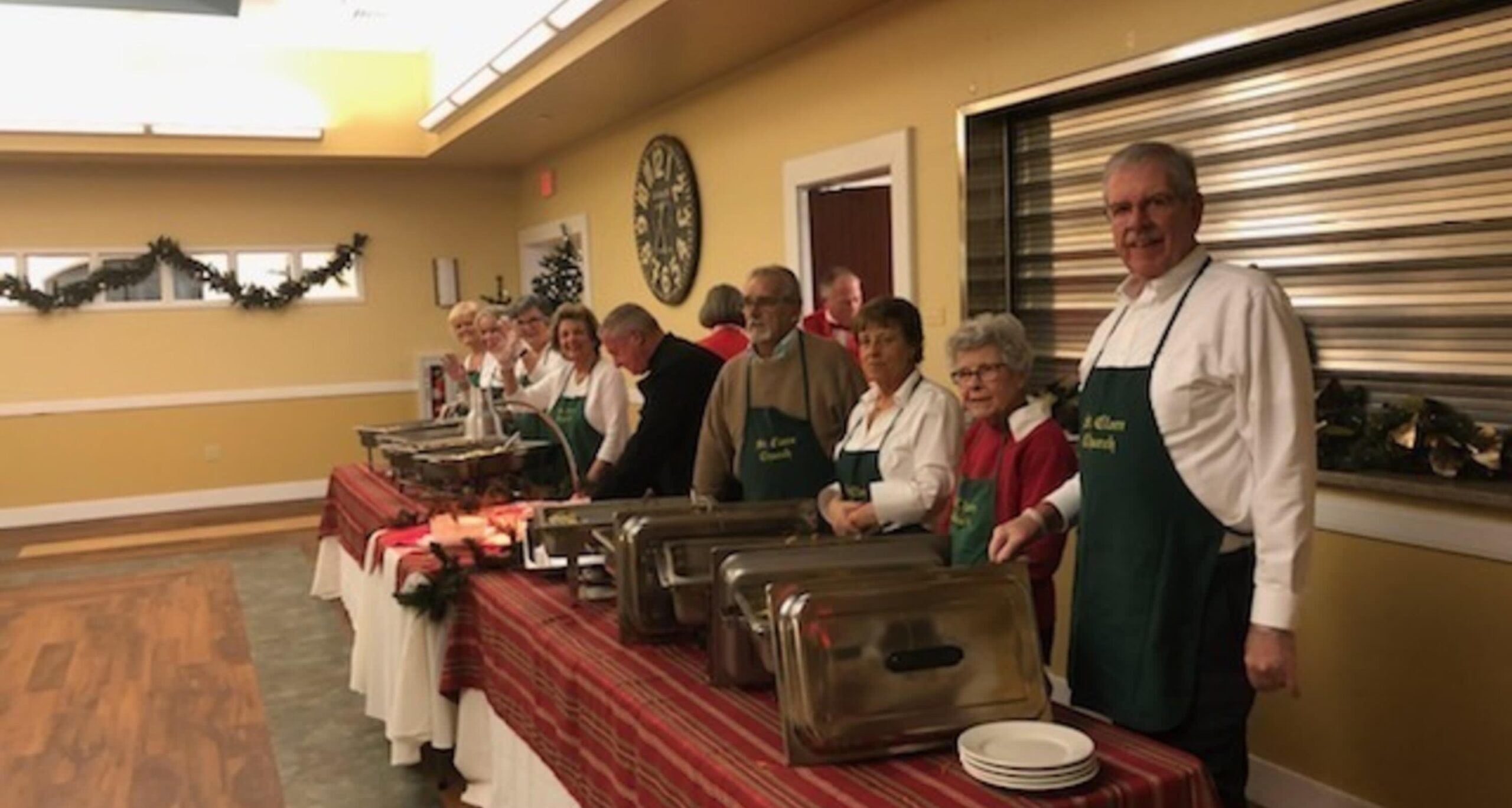 Buffet line in the parish hall